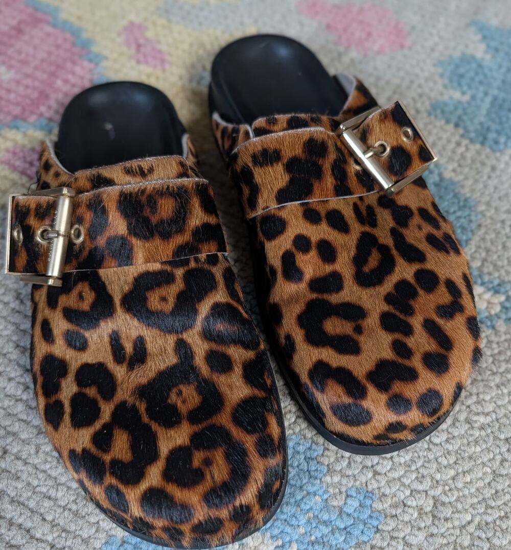 ALL SAINTS Venus Leopard Print Mule Slip On Shoes Sz 7